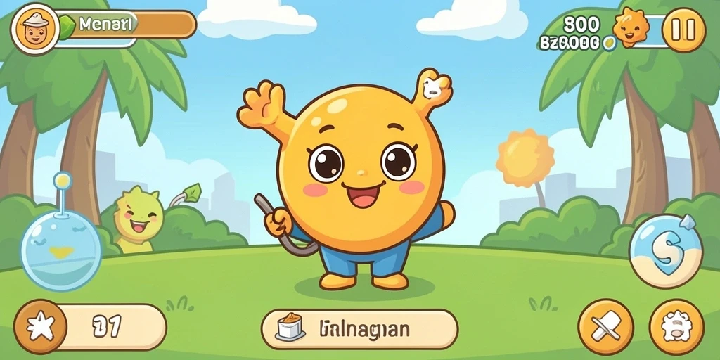 Gambar karakter utama dalam aksinya.